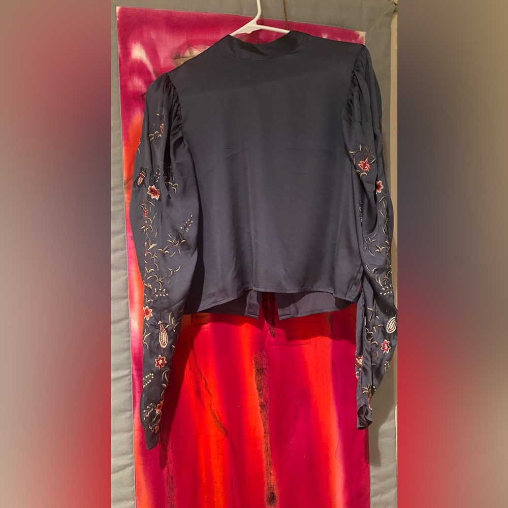 Blouse with embroidered insect detail
